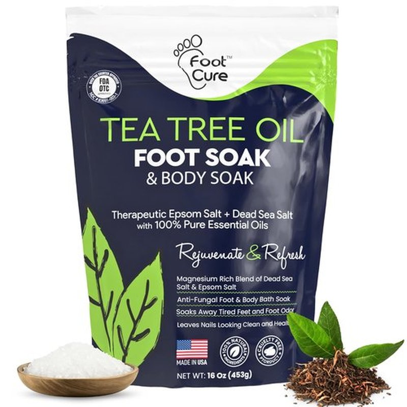 Tea Tree Oil Foot Soak by [Brand Name] - Epsom Salt Formula for Toenail Repair & Sore Feet Relief | 16 oz