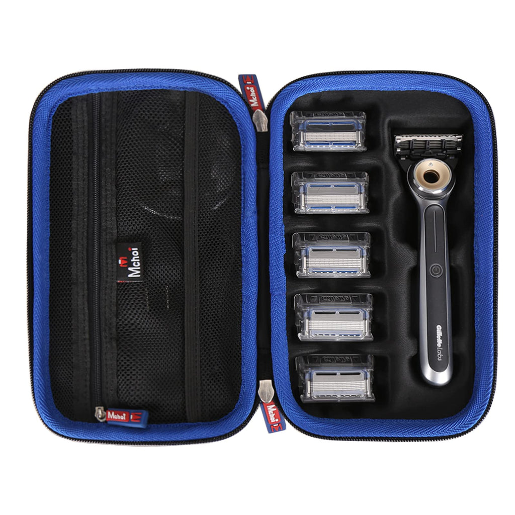 Mchoi Travel Case Fits for Gillette Labs Heated Razor Gold Edition, with Mesh Pocket Fits for 1 Handle, 5 Blade Refills, 1 Charging Dock, Case Only