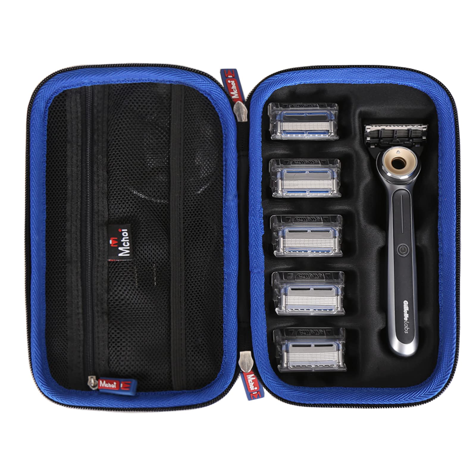 Mchoi Travel Case Fits for Gillette Labs Heated Razor Gold Edition, with Mesh Pocket Fits for 1 Handle, 5 Blade Refills, 1 Charging Dock, Case Only