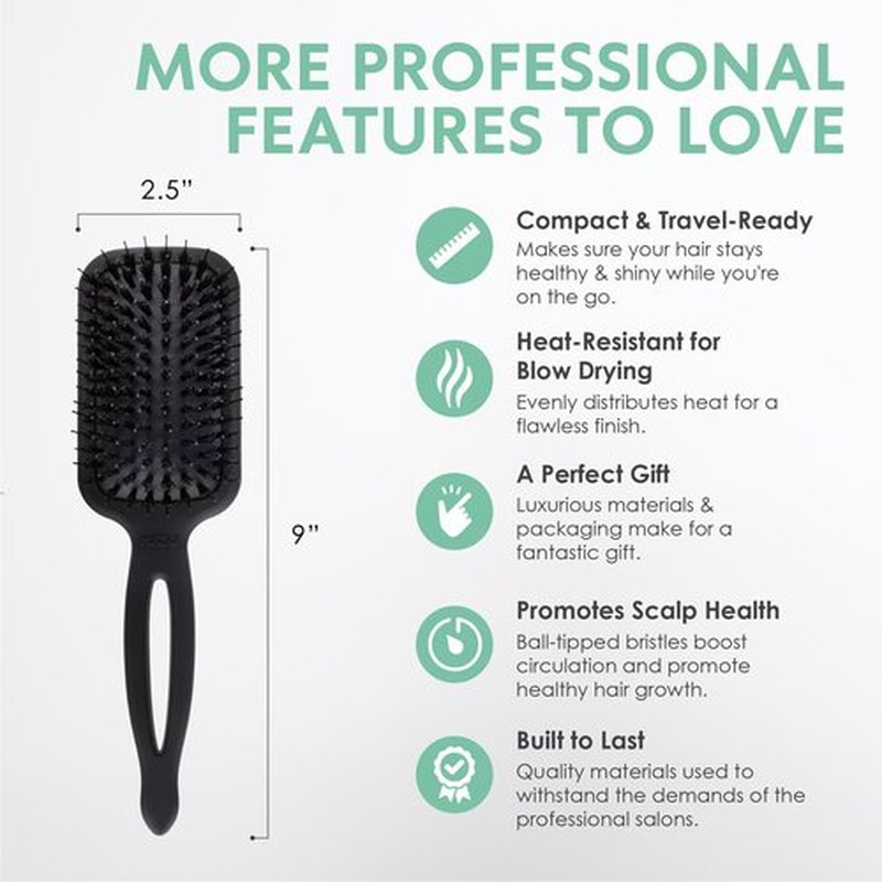 MINT Mizu Waterproof Boar Bristle Hair Brush for Women | Create Long-Lasting Shine | Premium Anti Breakage Detangling Paddle Wet Brush for Healthy Scalp & Hair Growth | Travel Hairbrush for Women