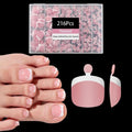 216pcs French Tip Press on Toenails Short Square，OPkssnails Pink Toe Nail Press On, Pre-Designed Soft Gel Toe Nail Tips, Soak off Acrylic Fake Toe Nail Extensions 12 Sizes