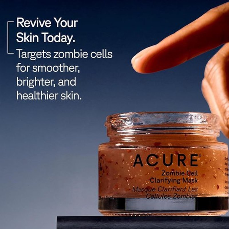 Acure Zombie Cell Clarifying Mask - Detoxifying Niacinamide Face Treatment for Dark Spots & Blackheads - 1.3 fl oz