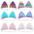 12 Glitter Sparkly Cat Ear Hair Clips and Barrettes for Girls, Toddlers, and Kids - Animal Hair Pins