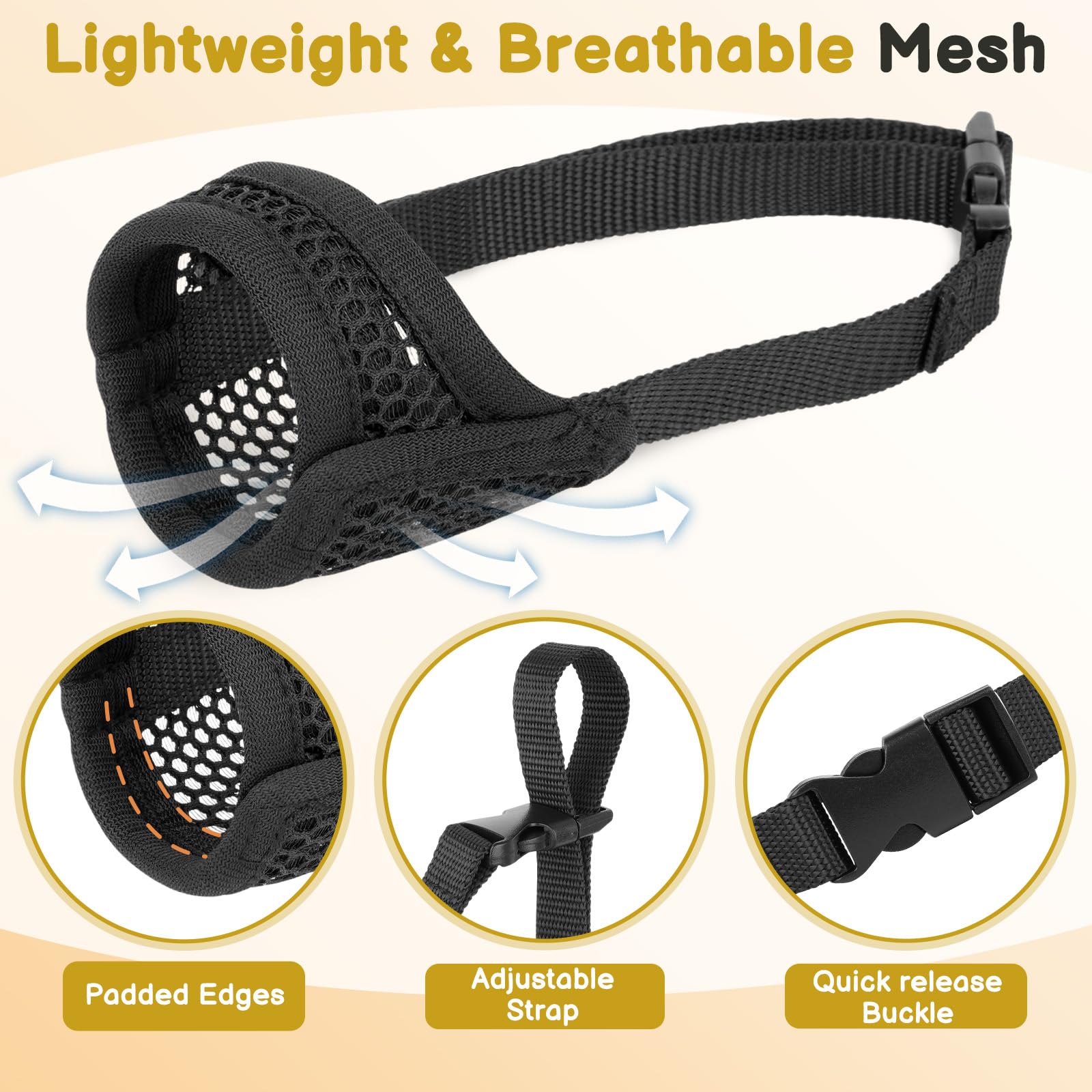 Mayerzon Mesh Muzzle for Short Snout and Small Medium Dogs Anti-Biting, Focus on Brachycephalic Dogs like Chihuahua Pomeranian, Breathable Fabric, Opening Front, Allow Panting, for Grooming Vet Visits
