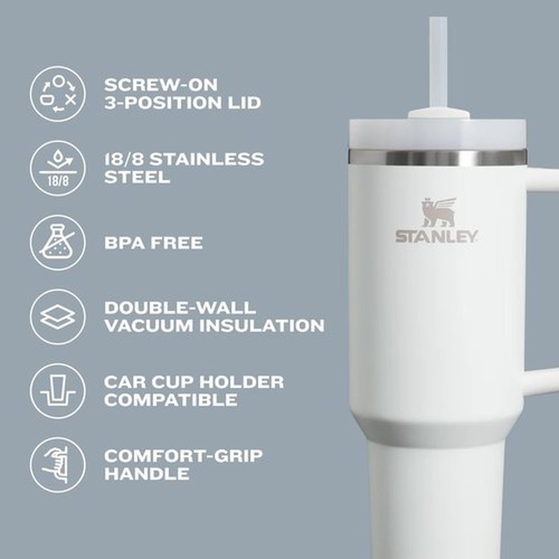 STANLEY Quencher H2.0 Tumbler - 30 oz Insulated Stainless Steel with Handle & Straw | BPA-Free | Stone Color