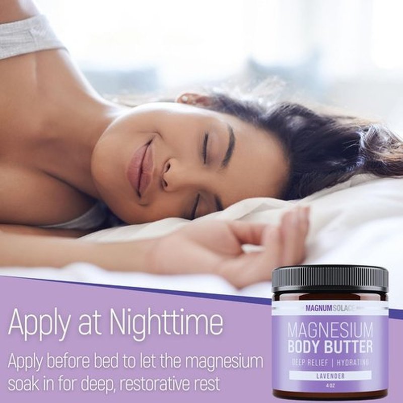 Magnum Solace Magnesium Body Butter - Relaxing Nighttime Cream - Lightly Scented Lavender