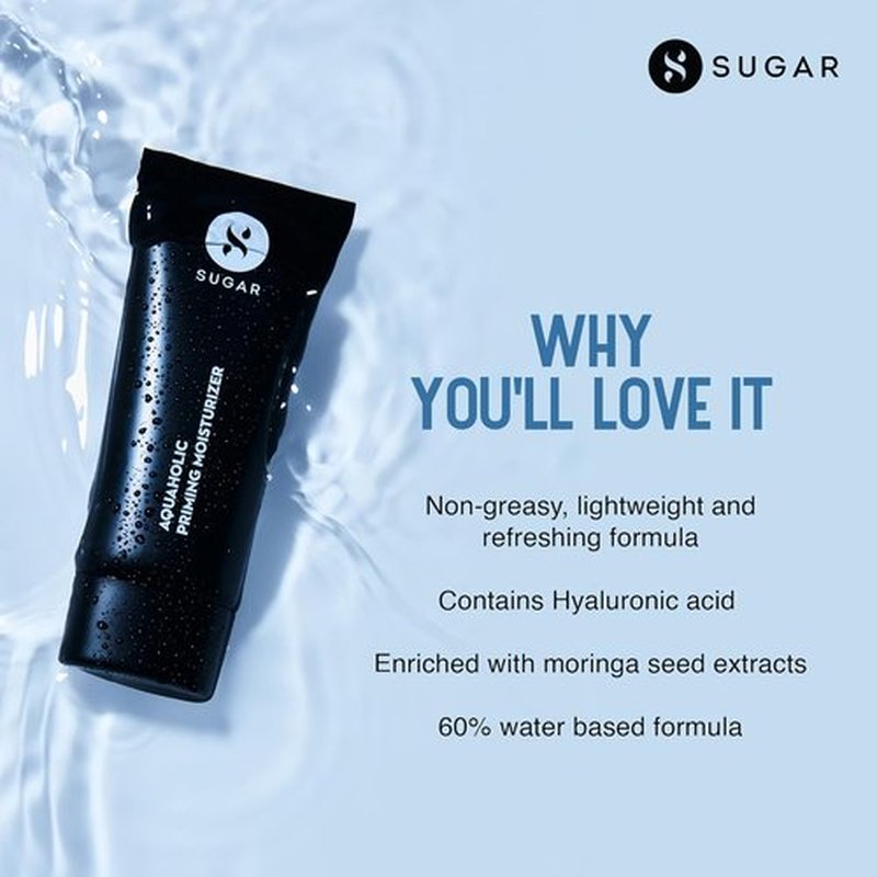 SUGAR Cosmetics Aquaholic 2-in-1 Priming Moisturizer - Non-Greasy, Lightweight Formula | 30 ml (White)