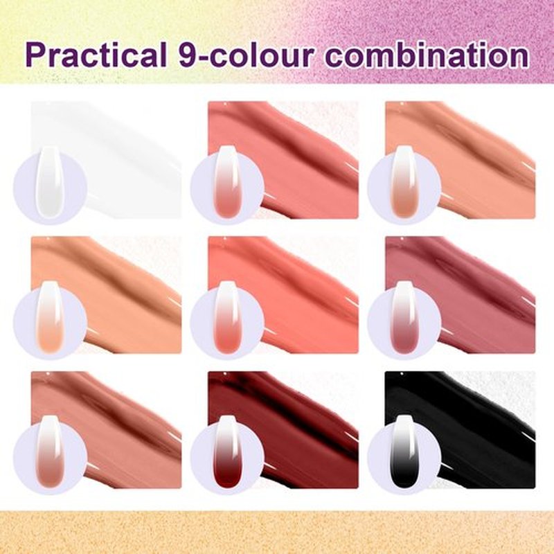U-Shinein Gradient Painting Gel, 9 Colors Ombre Gel Nail Polish with 9Pcs Large Nail Sponges Sponging for Ombre Nails Aura Nails French Manicure Soak Off UV E