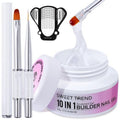 Clear Builder Gel for Nails: Sweet Trend 10 in 1 Hard Gel Scuplted Kit - 60g LED/UV Strengthen Nail Art for Base Rhinestone 3D Extension Sculpting Overlay Tips - Manicure Set with Forms & Brushes