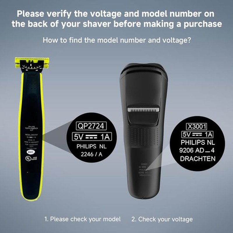Philips Norelco OneBlade Charger - 5V USB Charging Cord for Wet & Dry Shavers | Compatible with QP2724, MG5910, QP2834, MG7910, MG9510