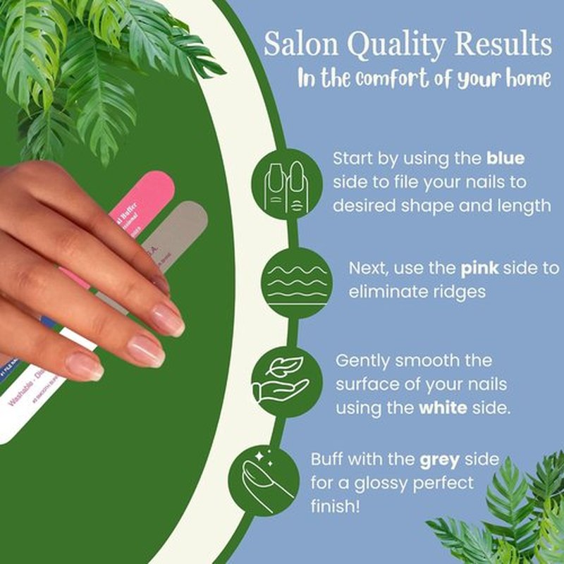 Tropical Shine Colossal 4-Way Nail Buffer - Professional File for Shaping & Smoothing - Compact Blue-Pink Design