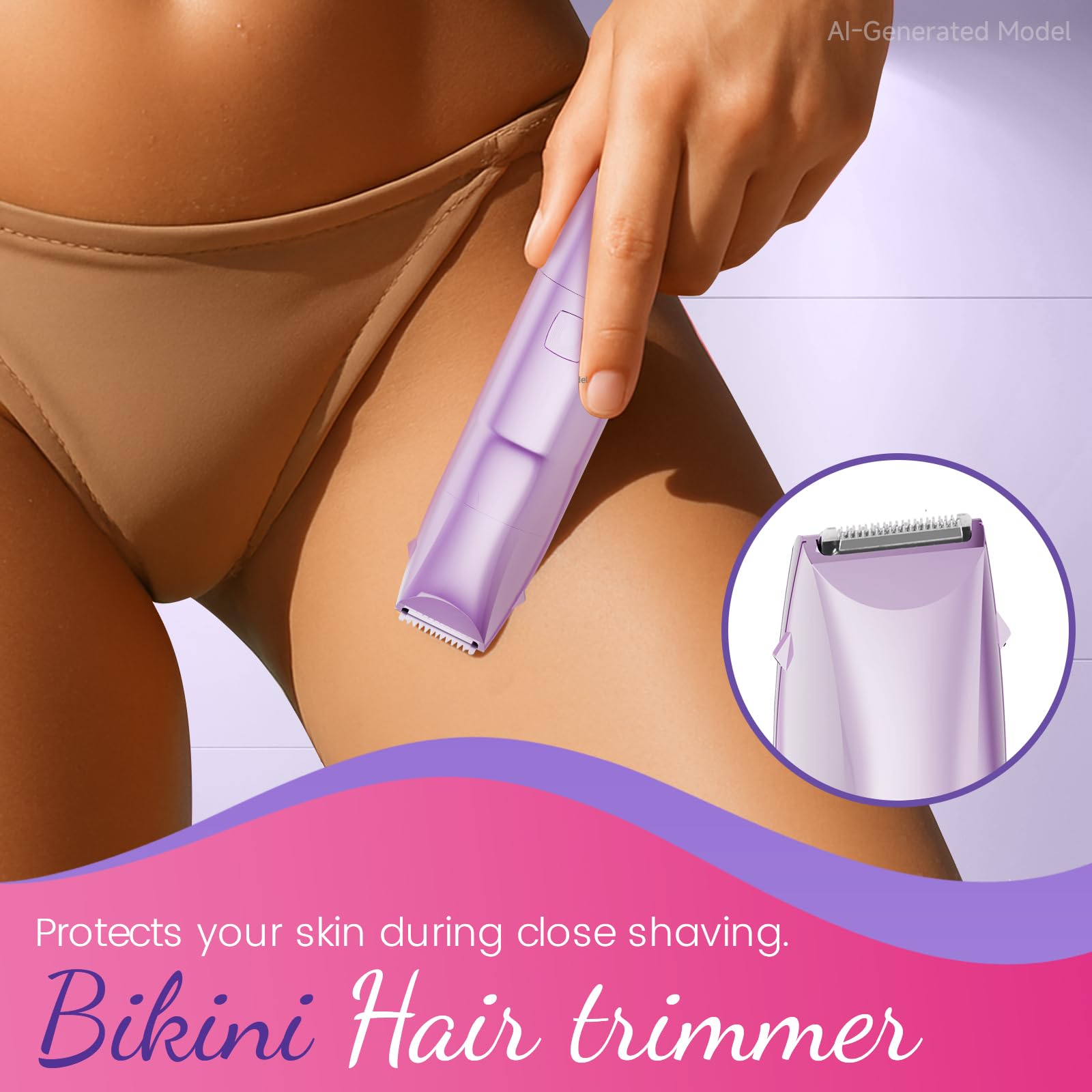 Bikini Trimmer for Women 2 in 1 Electric Razors for Women - Wet and Dry Electric Lady Shaver, Smooth Facial Hair Remover and Body Hair Trimmer for Bikini,Leg, Underarm, Face, Private Area (Rose)