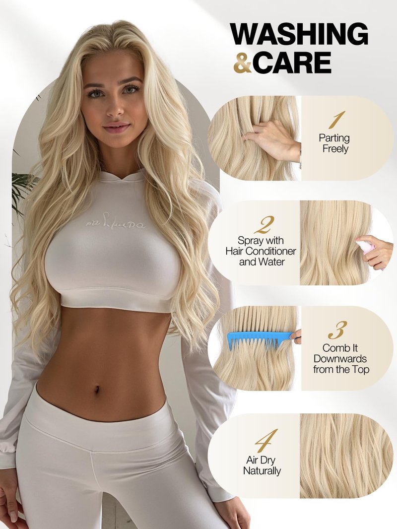 WIGER Mixed Blonde Long Wavy Wigs Middle Part Curly Wavy Layered Wig Glueless TALOS Synthetic Heat Resistant Fiber Wig for Women Cosplay Party Christmas