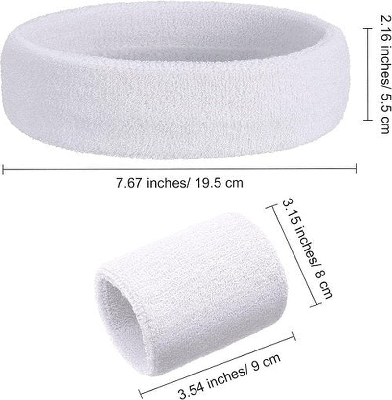 Bememo Sweatbands Set - 6 Pieces Including 2 Headbands & 4 Wristbands | Colorful Neon for Sports & Gym