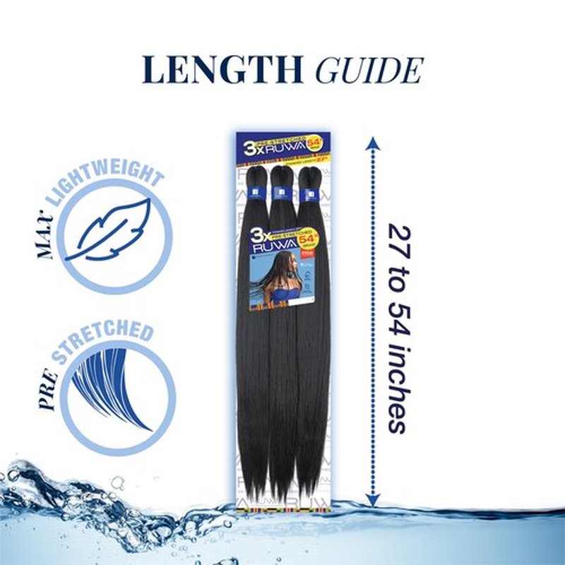 Sensationnel Ruwa prestretched braiding hair - 3x 54 inch water repellent kanekalon fast dry synthetic sports itch free (1 pack, 4 MEDBROWN)