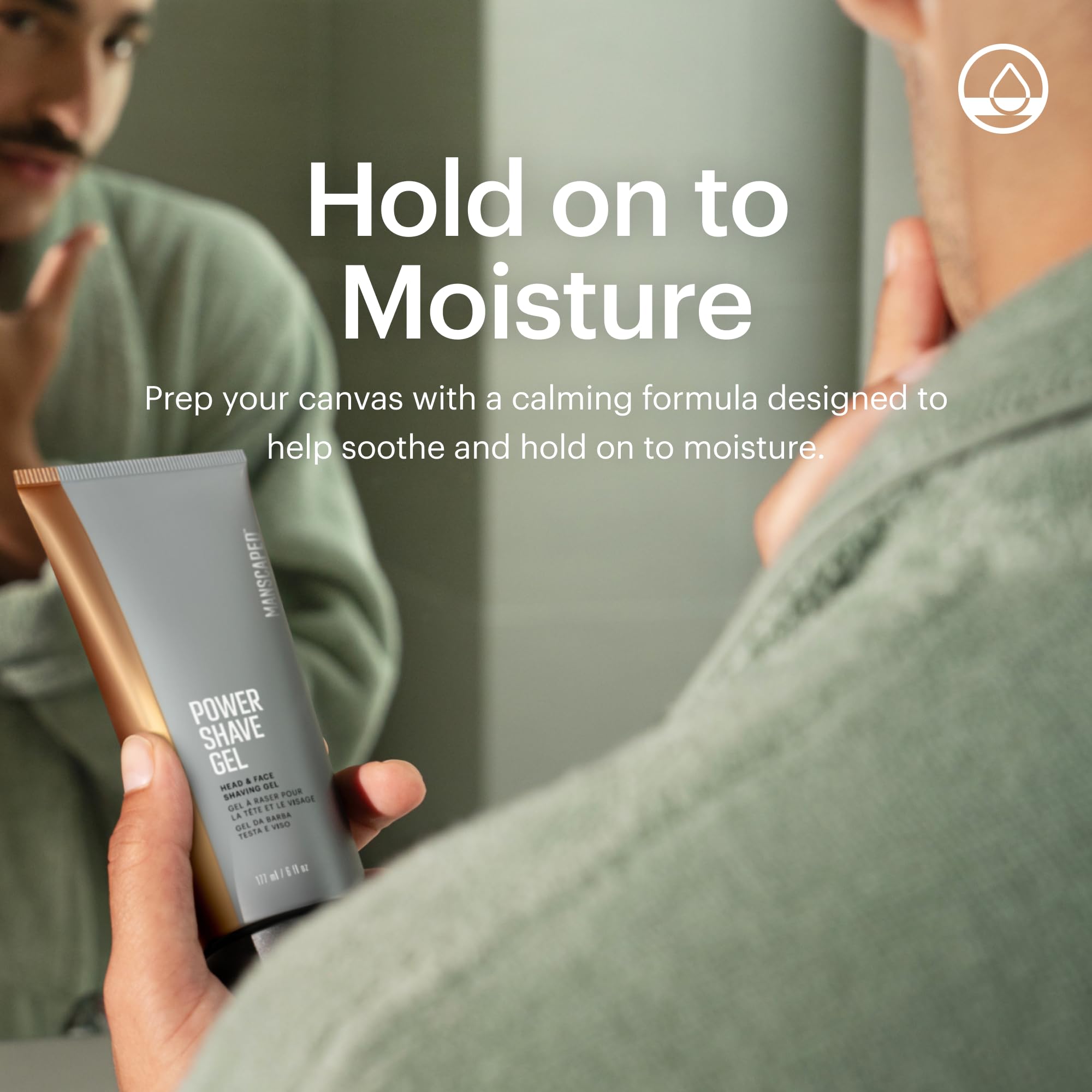 MANSCAPED® Power Shave Gel, Men's Soothing Head & Face Shaving Gel, with Witch Hazel & Gentle Liquid Exfoliants to Help Defend Against Irritation, Ingrown Hairs & Razor Bumps