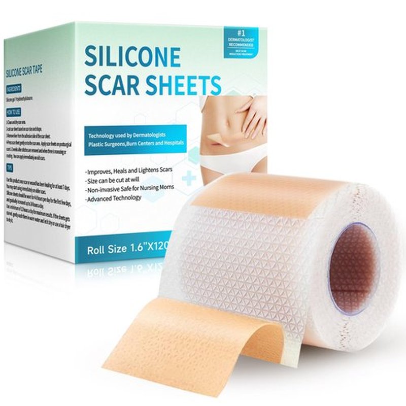 Silicone Scar Sheets, Silicone Scar Tape(1.6”x 120” Roll-3M), Silicone Scar Strips, Professional Scar Removal Sheets for Surgical Scars, Keloid, C-Section, Burn et