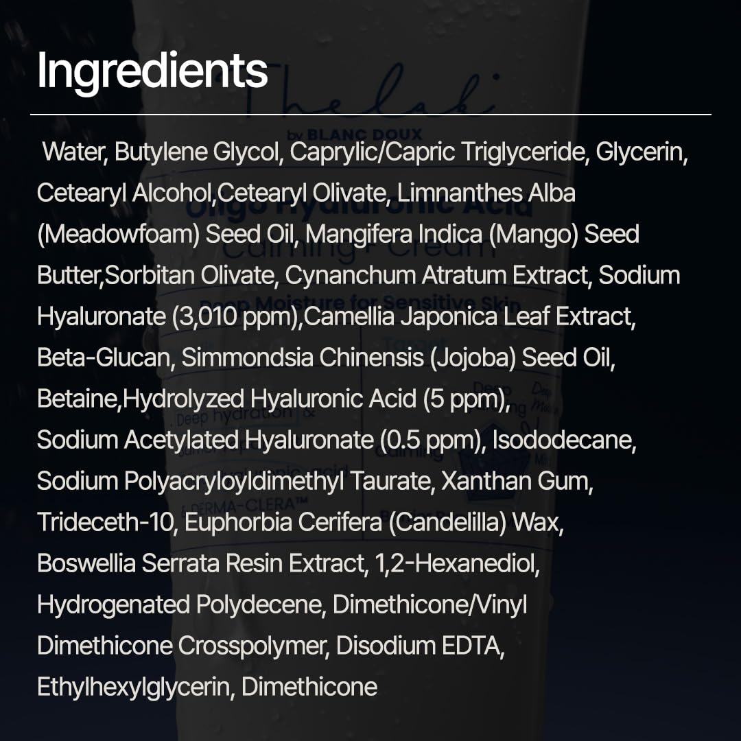 THE LAB BY BLANC DOUX Oligo Hyaluronic Acid Calming Cream - Face Moisturizer for Dry Skin with Hyaluronic Acid, Vegan, Soothing Skin Barrier Cream for Sensitive Skin, 50ml / 1.69 fl. oz