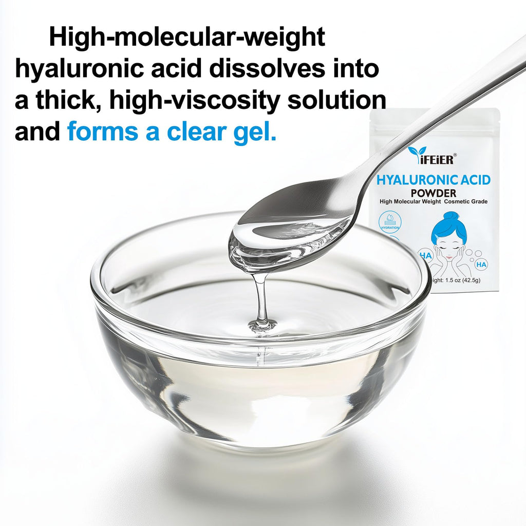 iFEiER Hyaluronic Acid Powder | High Molecular Weight Hyaluronic Acid Serum Powder | 1.5oz(42.5g) Cosmetics Grade | Sodium Hyaluronate | LMW HMW HA ingredient to make gel for DIY Serums