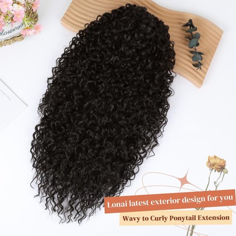 LONAI Ponytail Extension,26 Inch Curly Claw Clip Ponytail Hair Extension,100％ Pure Protein Silk Claw Clip in Pony Tail Hair Natural Soft Hairpiece for Women(Dark Chocolate Brown)