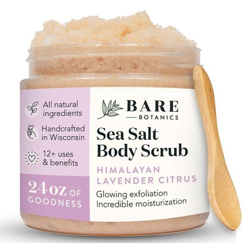 Bare Botanics Body Scrub - Himalayan Lavender Citrus Exfoliator with Moisturizers | 24 oz, Cruelty-Free