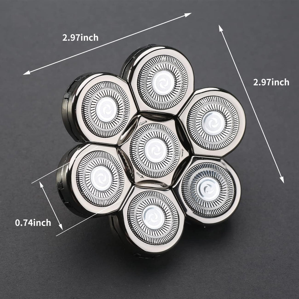 7 Heads Shaver Replacement Head for Head Shaver, Universal Hair Trimmer Blade for Bald Men.Compatible with many Brands Replacement Head Shave Razors Wet Dry Beard Shaver 7 Heads Head