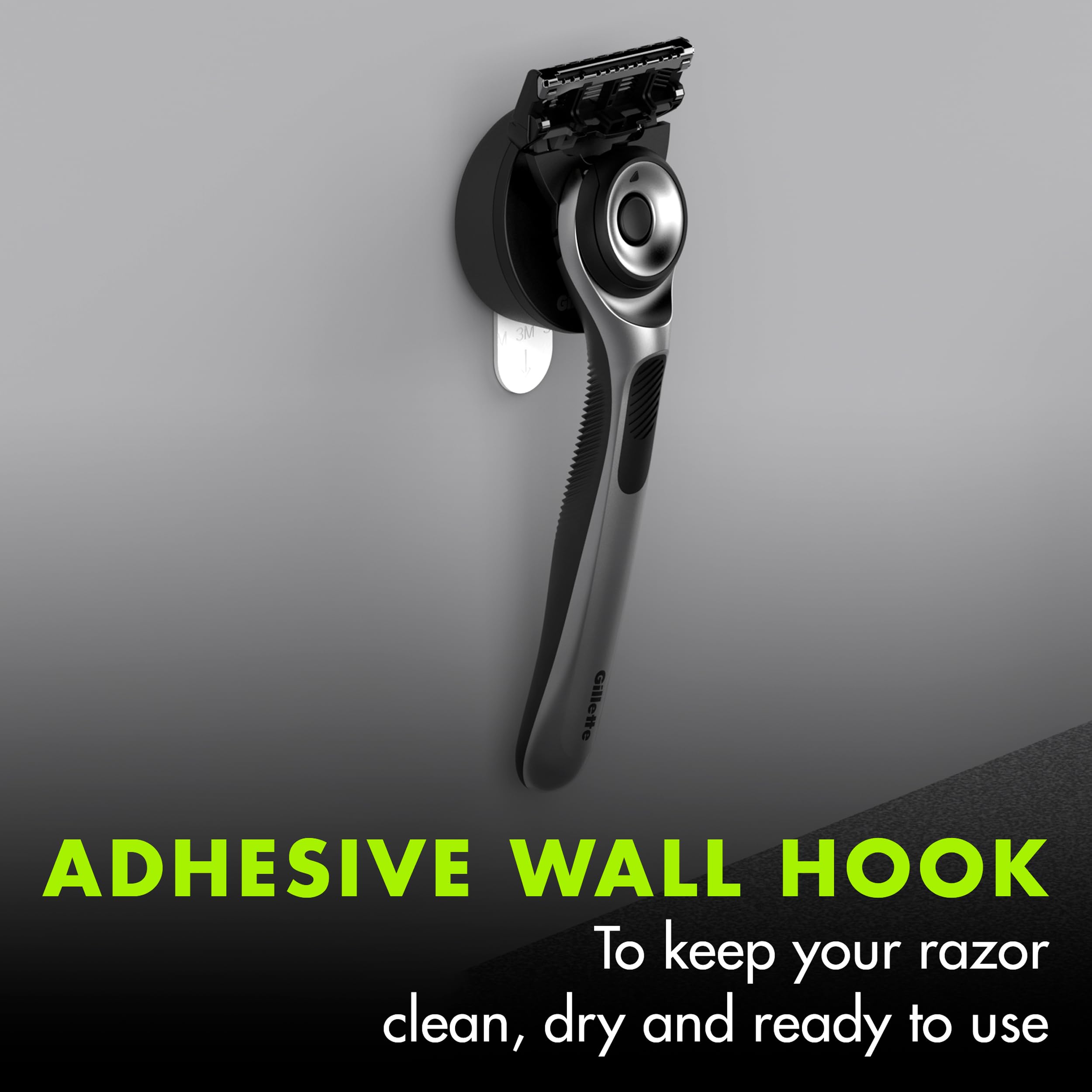 Gillette Labs Men's Razor Set, 1 Shower Hook, 1 Handle, 2 Blade Refills, Silver and Black