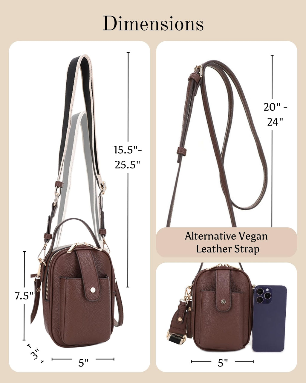 Mali+Lili Gail Vegan Leather Multi Compartment Crossbody Bag - Chocolate