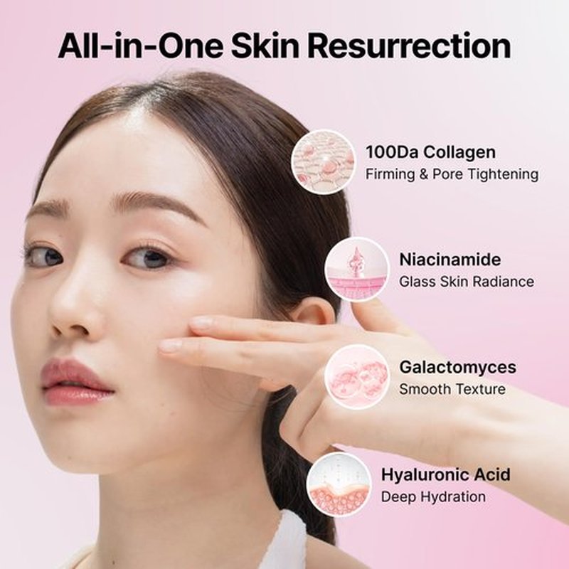 SEONGLOW Collagen Hydration Mask, 100-Dalton Ultra-Low Molecular Collagen & Peptide Complex, Deep Hydration, Elasticity & Pore Care, 34g / 1.19 oz (1 Sheet) x 4ea