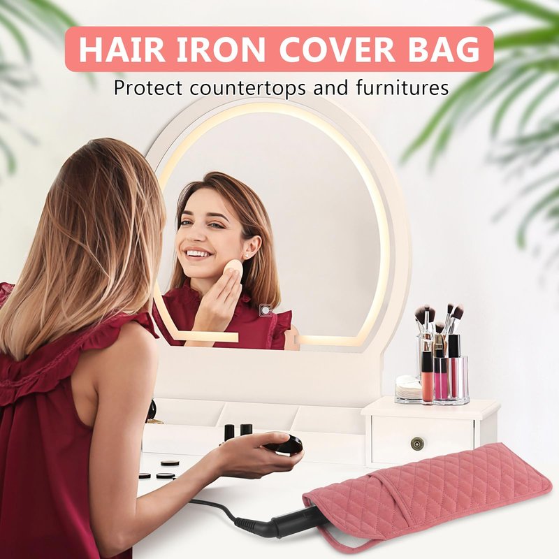 WRORUNER Heat Resistant Hair Tools Organizer Bag Portable Travel Storage Cover Pouch for Hair Straighteners, Curling Irons, Flat Irons and Hot Styling Tools(13.8" x 5.5")