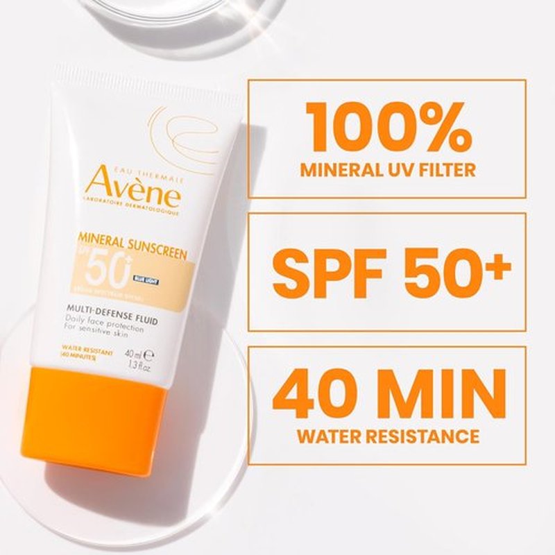 Avène Mineral Sunscreen - Tinted SPF 50+ Fluid for Sensitive Skin | Reef Friendly, 1.3 Fl Oz
