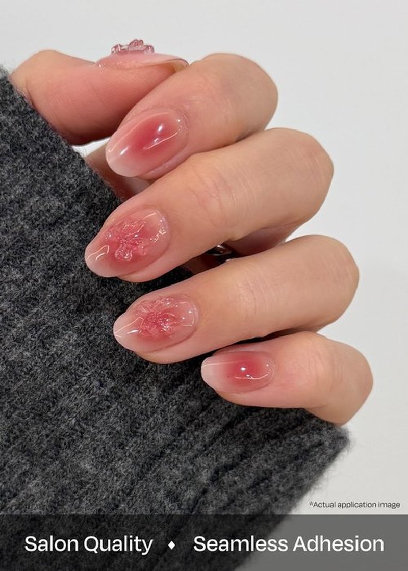 ohora Semi Cured Nail Strips (N Dear Gift) - Works with Any UV/LED Lamps, Salon-Quality, Long Lasting, Easy to Apply & Remove - Includes 2 Prep Pads, Nail File & Wooden Stick