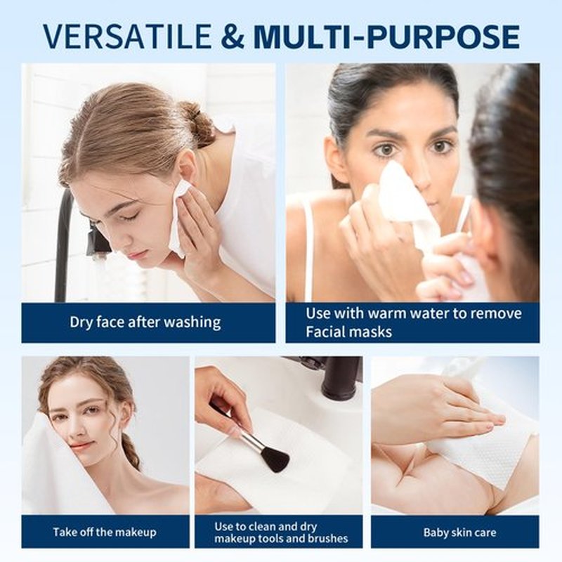 Celitina Towels XL, 100% Biobased Face Towel, Disposable Face Towelette, Thick Face Towel for Sensitive Skin, Makeup Remover Dry Wipes, Ultra Soft, Gentle Facial Cleansing Cloths1 Pack, 50 Ct