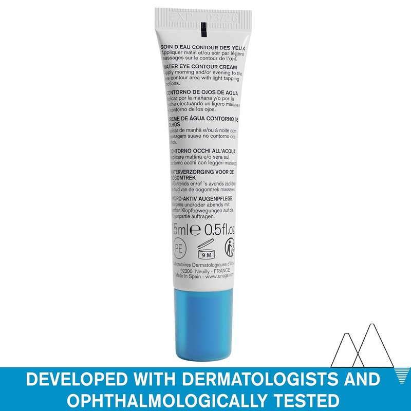 Uriage Eau Thermale Eye Cream - Hyaluronic Acid Formula Reduces Puffiness & Dark Circles | Fragrance-Free, Ophthalmologist Tested