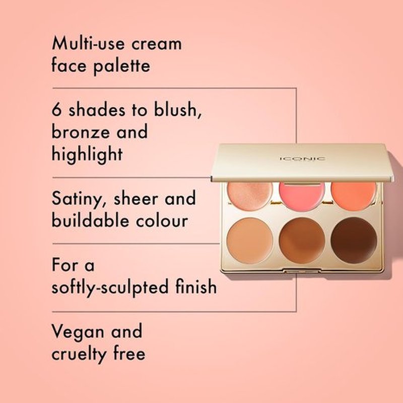 ICONIC LONDON Multi-Use Cream Blush Palette - Bronze & Highlight | Cruelty-Free, Vegan Makeup