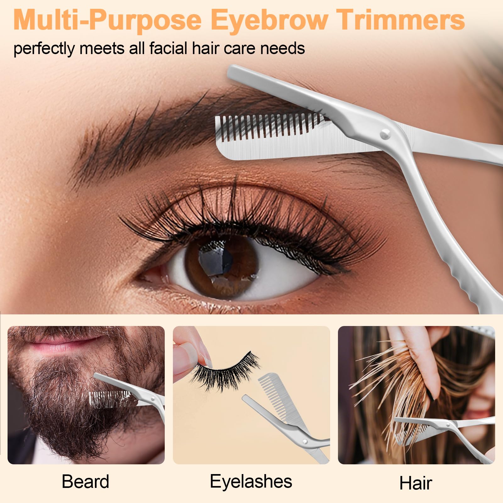 Diesisa Eyebrow Trimmer Scissors: Eyebrow Trimmer For Men - Eyebrow Scissors With Comb - with Double Headed Eyebrow Brush - Stainless Steel Eyebrow Cutter,Eyebrow Trimmer for women