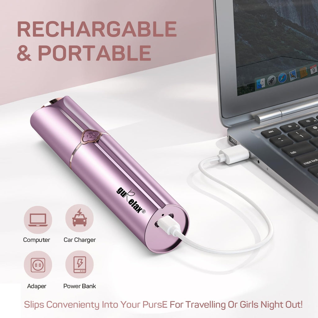 Facial Hair Removal for Women, Ladies Face Shaver(Rechargeable) for Chin Upper Lip Neck Armpits, Included 4 Replacement Heads, with a Velvet Storage Pouch
