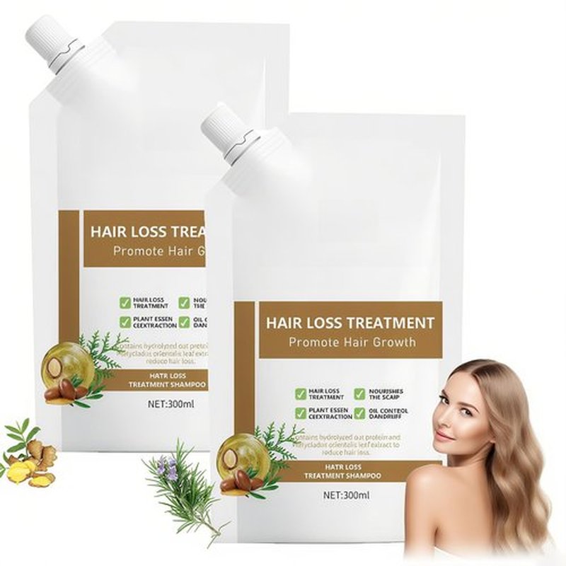 Anti-Hair Fall Hair Loss Shampoo 2 Pack, Promote Hair Growth Shampoo, Rich in Various Plant Extracts, for All Hair Types (300ml x 2 Bottles)