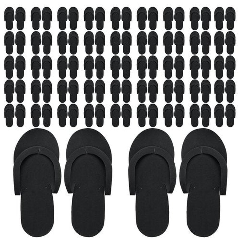 Mepase 90 Pairs Pedi Slippers Disposable Flip Flops Bulk Foam Spa Pedicure Slippers Sandals for Guests Women Men Foot Nail Salon Party Supplies Shower Hotel Favors(Black)