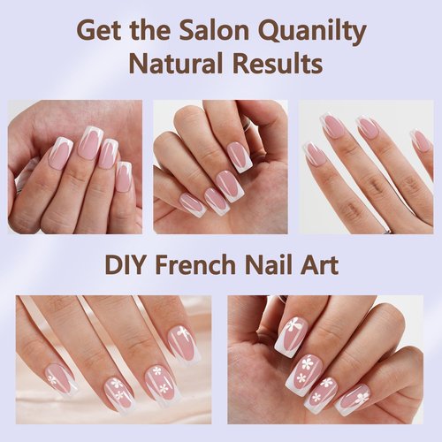 Misssix Deep French Tip Press On Nails, 160Pcs French Gel Nail Tips, Short Square Soft Gel Fake Nails, X-BASIC Tips Starter Kit for Nail Art DIY 16 Sizes