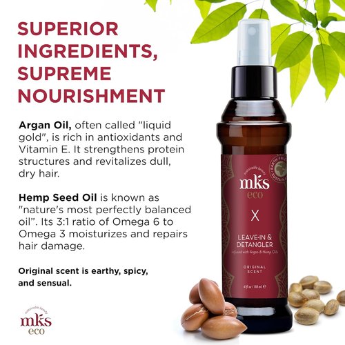 MKS Eco X Leave-In Treatment & Detangler | Moroccan Argan Oil & Hemp Seed Oil - Vegan & Cruelty-Free