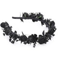 KorViSHOW Black Floral Headpiece - Women's Elegant Lace Foam Rose Headband With Flowers for Hair Accessories, Wedding, Party, Birthday Gift, Photo Props
