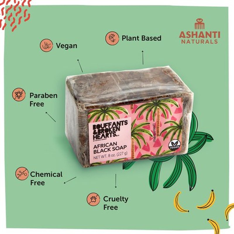 Ashanti Naturals Authentic African Black Soap Bar | Cleansing and Nourishing Black African Soap Bar| Acne Bar Soap with Shea Butter and Coconut Oil (8oz)