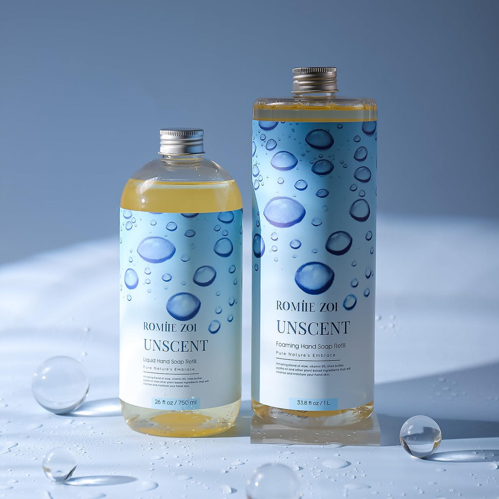 ROMIIE ZOI Liquid Hand Soap Refill, Unscented, Gentle & Moisturizing Formula, 750 ML/ 26 FL OZ