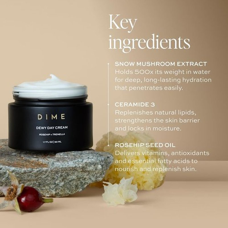DIME Beauty Dewy Day Cream - Hydrating Anti-Aging Moisturizer with Rosehip Oil & Ceramides | 1.7 oz / 50 ml