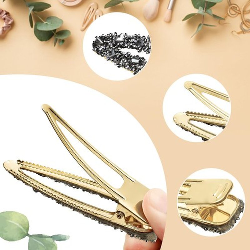 KANPRINCESS 2PCS Rhinestone Hair Clips,Snap Hair Accessories,Decorative Hair Clips,Rhinestone Barrettes For Women Girls(SET10)