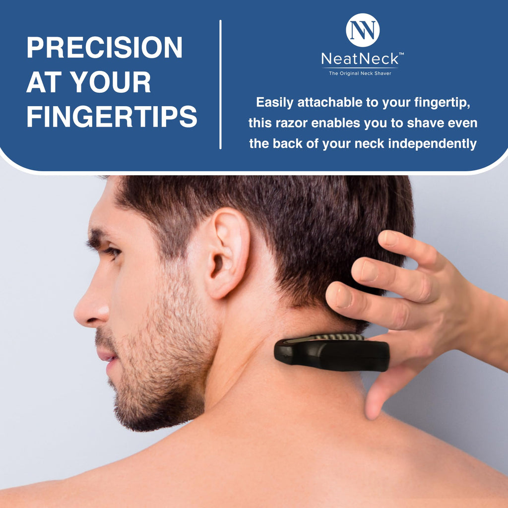 NeatNeck Precision Neck Shaver for Men and Women - Compact & Comfortable Grip with 3 Disposables Razor Blades - Smooth Shave for Harry Necks - Portable Design, Up to 30 Uses - Helps Sensitive Skin
