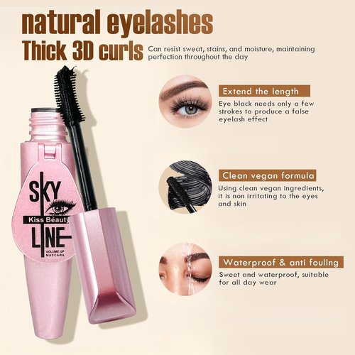 Skiennix Black Natural Eye Makeup Mascara - Defines Lashes & Sculpt Brows, Cruelty-Free & Vegan | 1 Count