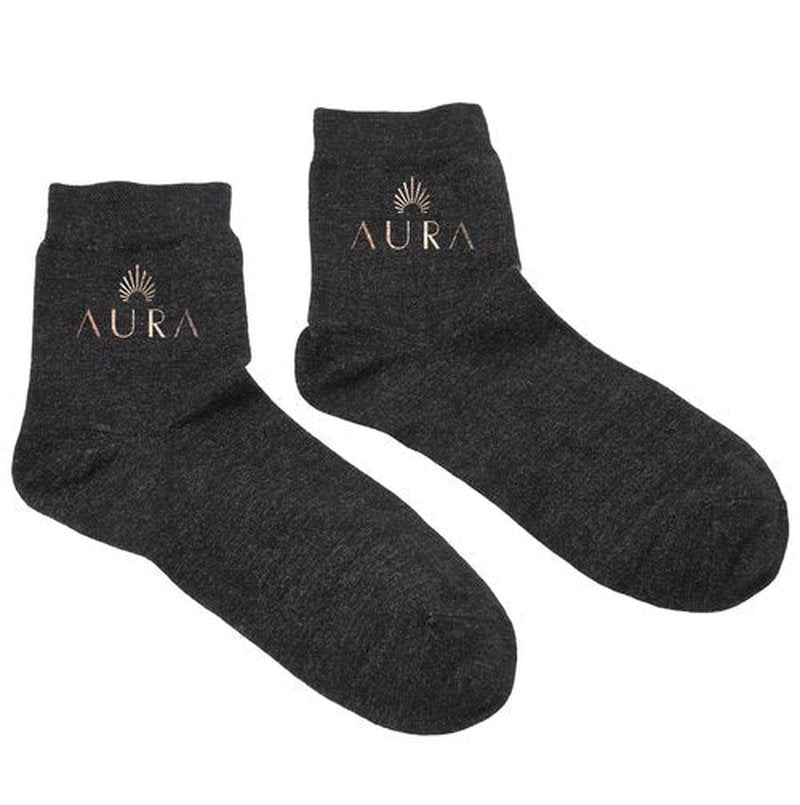 Aura™ Luxury Grounding Socks for Feet - 25% Pure Silver Grounding Socks for Women & Men - Black, Size Large