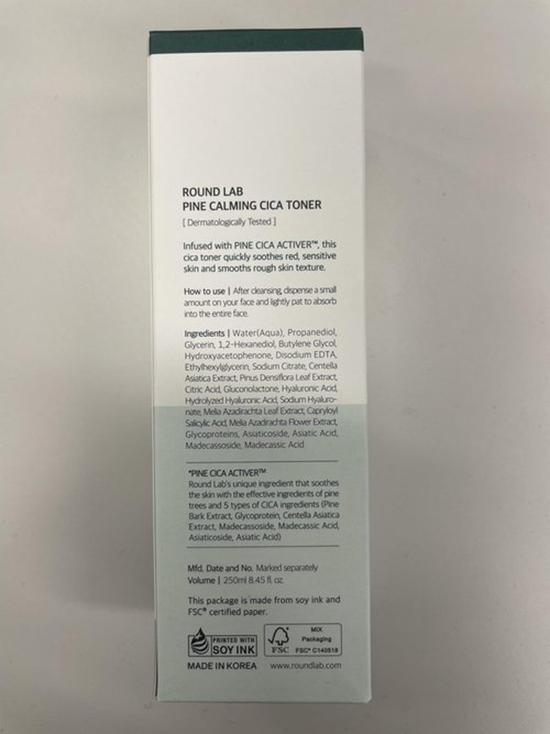 ROUND LAB Pine Calming CICA Toner 8.45 Fl Oz, Low-Acidic Hydrating Toner for Face with Pine CICA, BHA + LHA, and Hyaluronic Acid for Soothing, Exfoliating, and Restoring Skin Balance, Korean Skincare